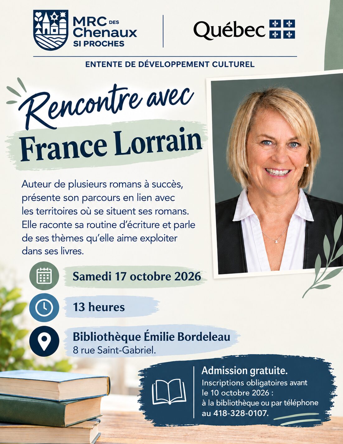 Rencontre avec l’auteur France Lorrain | Saint-Stanislas
